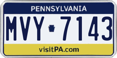PA license plate MVY7143