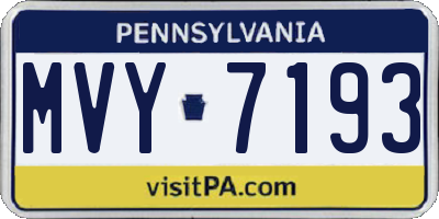 PA license plate MVY7193