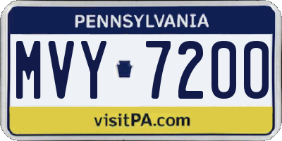 PA license plate MVY7200