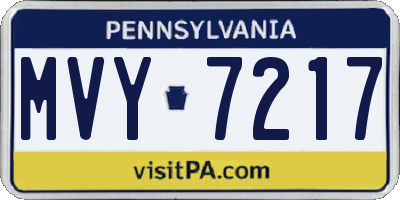 PA license plate MVY7217