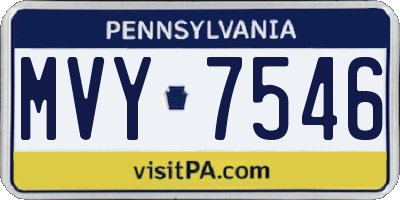 PA license plate MVY7546