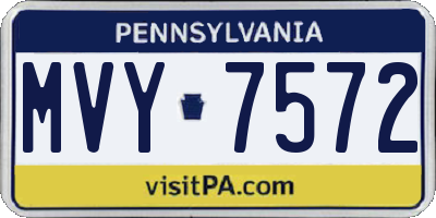 PA license plate MVY7572