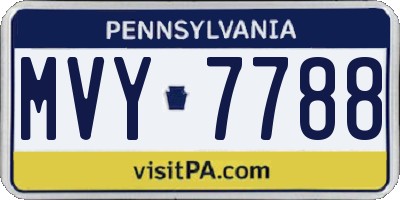PA license plate MVY7788