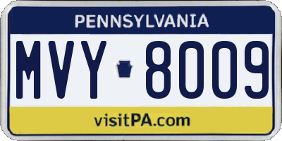 PA license plate MVY8009
