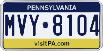 PA license plate MVY8104