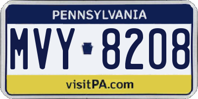 PA license plate MVY8208