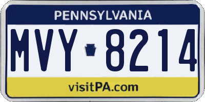 PA license plate MVY8214