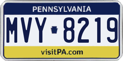 PA license plate MVY8219