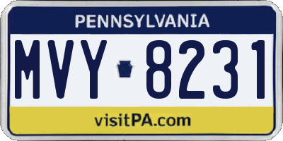 PA license plate MVY8231