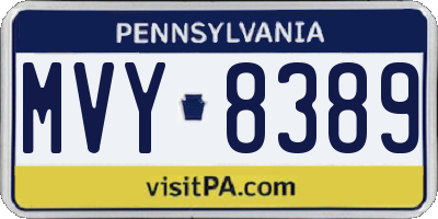 PA license plate MVY8389
