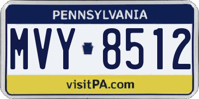 PA license plate MVY8512