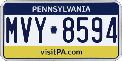 PA license plate MVY8594