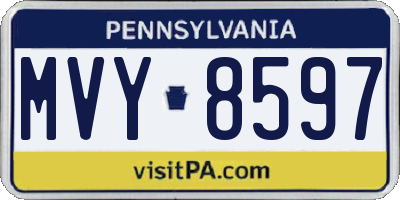 PA license plate MVY8597