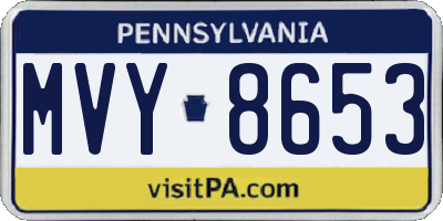 PA license plate MVY8653