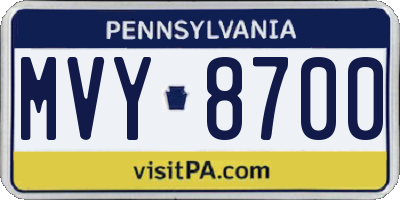 PA license plate MVY8700