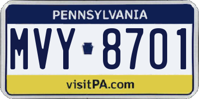 PA license plate MVY8701