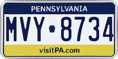PA license plate MVY8734