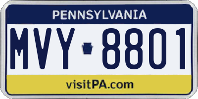 PA license plate MVY8801