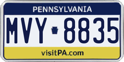 PA license plate MVY8835