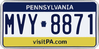 PA license plate MVY8871