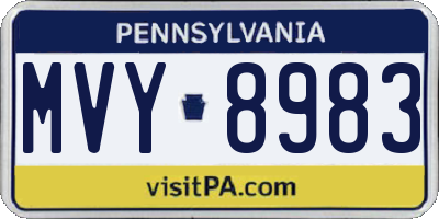 PA license plate MVY8983