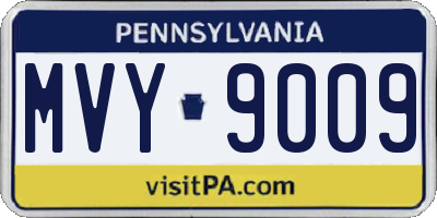 PA license plate MVY9009