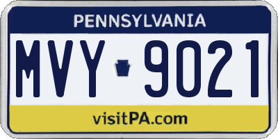 PA license plate MVY9021