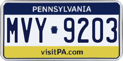 PA license plate MVY9203