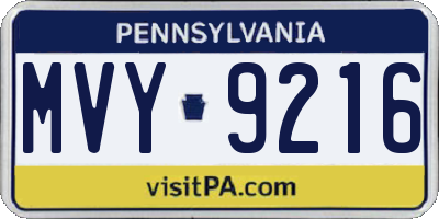 PA license plate MVY9216