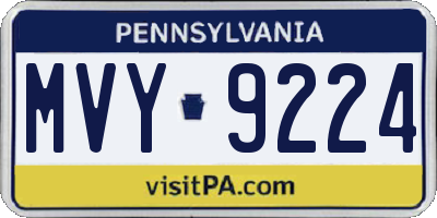 PA license plate MVY9224
