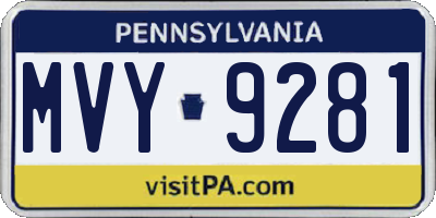 PA license plate MVY9281