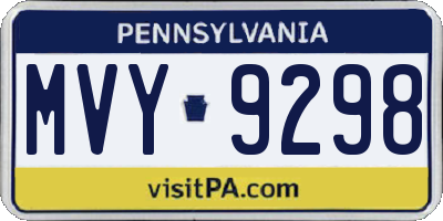 PA license plate MVY9298
