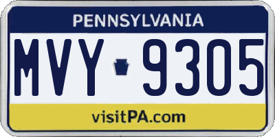 PA license plate MVY9305