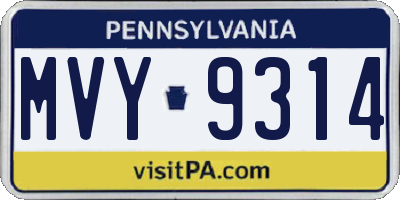 PA license plate MVY9314