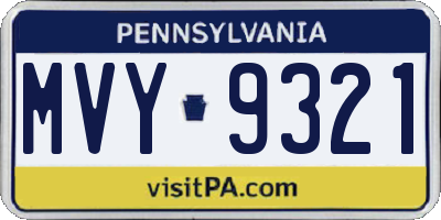 PA license plate MVY9321