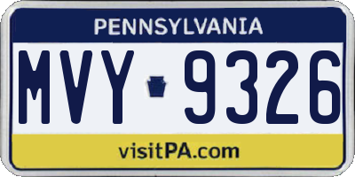 PA license plate MVY9326