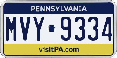 PA license plate MVY9334