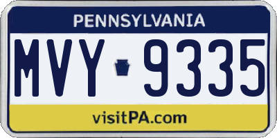 PA license plate MVY9335