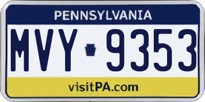 PA license plate MVY9353