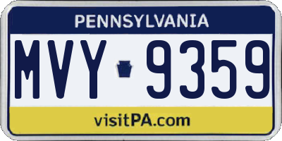 PA license plate MVY9359