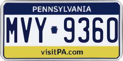 PA license plate MVY9360