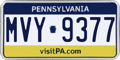 PA license plate MVY9377