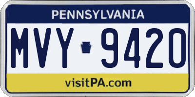 PA license plate MVY9420