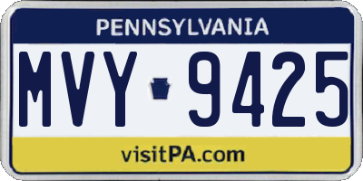 PA license plate MVY9425