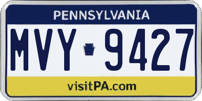 PA license plate MVY9427