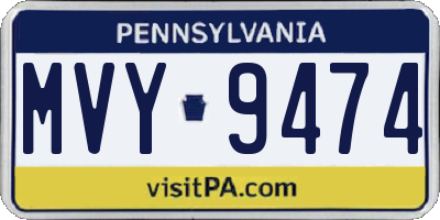 PA license plate MVY9474