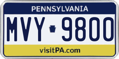 PA license plate MVY9800