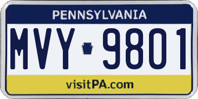 PA license plate MVY9801