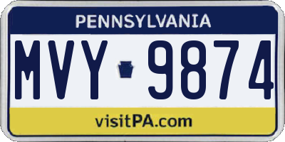 PA license plate MVY9874