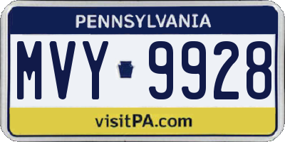 PA license plate MVY9928